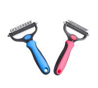 ARTIBETTER 2 pièces Peigne de Toilettage Double Face pour Animaux Râteau Sous-poil Brosse Démêlante et Anti-perte Poils pour Chiens Chats Chiots et Chatons Kit Noir-bleu et Rose Éclatant