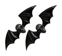 Artibetter 2 Pièces Pinces à Cheveux Fixation Sûre Antidérapante de Crâne et Ailes Noires Gothiques en Résine pour Cosplay et Vie Quotidienne