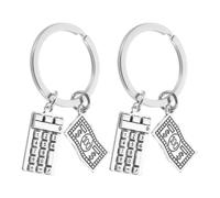 Artibetter 2 Pièces Porte-clés Calculatrice Compact en Alliage de Zinc Argenté Accessoire Polyvalent pour Présent de Remise de Diplômes ou Présent pour Professionnels Finance