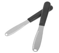 Artibetter 2 Pièces Tartineur à Fromage en Acier Inoxydable Noir | Lame Perforée, Manche Ergonomique, Format Compact, Bocaux et Préparation Cuisine