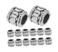 Artibetter 20 Pièces Perles Intercalaires Ethniques Artisanat Bijoux De Perles En Trou En Lâche Pour Élégant Cylindre Perlé Bracelets Silver Alliage