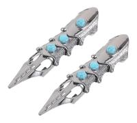 Artibetter 2pcs Bagues Ajustables en Métal Style Vintage Punk Gothique Turquoise, Anneaux Statement pour Occasions Spéciales et Festivals