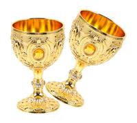 Artibetter 2pcs Verres à Liqueur Européens en Alliage D'aluminium Or, Style Rétro Élégant, Portable et Pratique pour Maison et Bureau