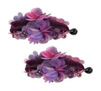 Artibetter 2pièces Pinces Banane Fleuries Tissu Accessoires Cheveux pour Femmes Maintien Sûr pour Queue de Cheval Tresses et Chignons Résistantes et Confortables pour Cheveux Épais