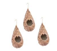 ARTIBETTER 3 pièces Nid Oiseau Suspendu Herbe Tressée Lot de Maison Écologique pour Jardin Décoration Extérieure et Abri Confortable pour Oiseaux de Moyenne