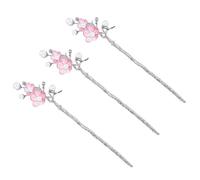 Artibetter 3pcs Bâtonnets à Cheveux en Alliage de Zinc et Perles Fausses, Style Rétro Chinois Élégant, Ne Tirent Pas les Cheveux, Vie Quotidienne et Fêtes à Thème