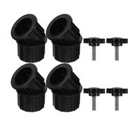 Artibetter 4 Ensembles Pièces de Support de Parasol de Terrasse avec Vis M8, Capuchons de Remplacement pour Pied de Parasol Extérieur en Plastique Noir, Stabilisateur Polyvalent pour Deck
