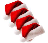Artibetter 4 Pièces Bonnet de Noël en Velours Épais Rouge Pompon Blanc, Résistant et Réutilisable, Chapeau Traditionnel pour Fêtes de Noël et Nouvel An, Taille 40x30cm