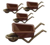 Artibetter 4 Pièces Chariot Modèle en Plastique Playes Miniature Maison De Poupée Miniture Décoration Petit Modèle De Brouette Maison De Poupée Meubles Jouets Miniature Brouette Marron Mini