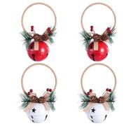 ARTIBETTER 4 Pièces Clochette de Noël en Fer et Bois pour Décoration | Effet Décoratif, Texture Lisse et Agréable, Accessoires D’ambiance, pour Sapins et Vitrines de Noël