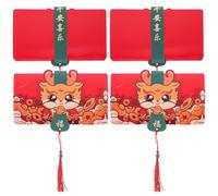 Artibetter 4 Pièces Enveloppe Rouge du Nouvel An Chinois en Papier Design Élégant et Éléments Traditionnels, Décor Dragon Pliable pour Offrir Chance et Présent Lors du Nouvel An