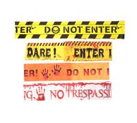 Artibetter 4 rouleaux de ruban de signalisation d'Halloween, ruban d'avertissement de danger, bannière d'avertissement effrayante « Entrée interdite » et « Entrée à vos risques et