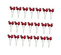 Artibetter 50Pcs Mini Pots Miniture Décoration Miniatures Mini Noël Tiges De Baies Rouges Bricolage Miniature Ornement Décoration De Jardin Simulée Erry Ornement Artificiel