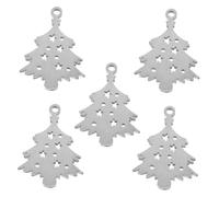 Artibetter 5pièces Pendentif Sapin de Noël Acier Inoxydable Médaille pour Chien et Animal de Compagnie Breloque Sapin de Noël pour Collier Personnalisé
