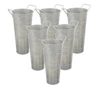 Artibetter 6 Pièces Seaux à Fleurs Rustiques Fer Galvanisé avec Poignées Vases Décoratifs Fermiers pour Jardin Maison Mariage