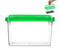 ARTIBETTER Aquarium Portable en Plastique Abs Transparent Taille Moyenne Vert avec Motif Poisson pour Tortues, Hamsters et Poissons, Boîte de Transport Multifonction pour Petits Animaux,