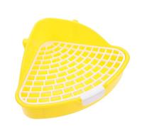 Artibetter Bac à Litière Triangulaire Étanche et Contrôle des Odeurs en Plastique Jaune pour Lapin et Hamster pour Salons et Jardins