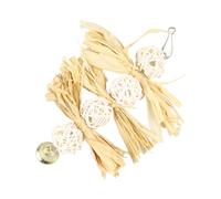 Artibetter Balançoire Suspendue pour Perroquet en Luffa et Paille de Rotin Naturel, à Mâcher Clochette, Accessoire pour Cage et Jardin, Ensemble de Jouets pour Oiseaux Exotiques