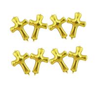 ARTIBETTER Ballons en Aluminium Forme Croix 8 Pièces Doré pour Décoration Baptême Shower Fête Anniversaire Accessoires Décoratifs Événementiels