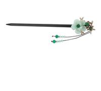 Artibetter Bâtonnet à Cheveux Vintage en Bois Orné de Pompon Fleuri, Taille Unique, Accessoire Cheveux pour Femmes, Conçu pour Chignons et Événements Culturels