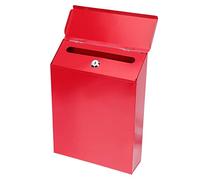 Artibetter Boîte Aux Lettres Murale Verrouillable en Fer Rouge Coffre à Lettres Sécurisé Installation Murale Usages Résidentiels Et Jardin Solide Et Pratique