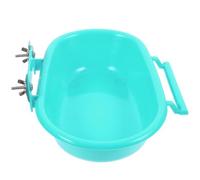 Artibetter Boîte de Bain pour Perroquet en PP Vert, Ovale, Fixation Double | Barre D’appui Frontale, Crochets Robustes, Bords Arrondis, Usage Sable ou Eau, pour Petites Cages