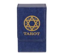Artibetter Boîte de Rangement Forme Rectangulaire Couvercle pour Cartes de Tarot en Cuir Pu Bleu Grand Espace de Stockage, pour Présents D'anniversaire