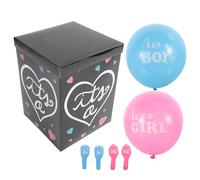 ARTIBETTER Boîte en Carton Noire 30x30x40 Cm pour Révélation du Bébé 6 Ballons - Décoration Festive pour Shower et Fête Prénatale - Kit Complet pour Annoncer le Genre du Bébé