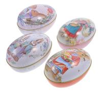 Artibetter Boîtes en Fer Blanc D'œufs de Pâques, Lot de 4, Boîte à Bonbons Facile à Ouvrir Fermer, Rangement Multi-usage pour Emballage Festif de Pâques