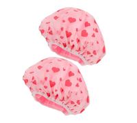 Artibetter Bonnet de Réutilisable 2pcs en Éponge Corail Imperméable et Élastique de Cœur Rose pour Filles, Maison Voyages