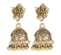ARTIBETTER Boucles D’oreilles Ethniques Pendantes pour Femme, Pendentif Fleur Vintage en Alliage Doré, Boucles D’oreilles à Pampilles Pompons, Accessoires Bijoux Bohèmes pour Soirée et Usage