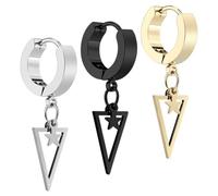 Artibetter Boucles D'oreilles Pack de 3 Clips Étoiles en Acier Inoxydable, Style Hip-hop, Design Triangulaire Décoratif pour Soirées et Usage Quotidien