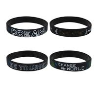 Artibetter Bracelet de Motivation Noir 4 Pièces en Silicone pour Ados