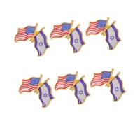 ARTIBETTER Broche Commémorative Portable et Résistante aux Rayures 6 Pièces Alliage de Zinc avec Drapeaux Israélien et Américain pour Réunions Officielles et Recherche Historique