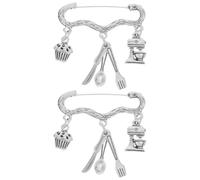 ARTIBETTER Broche de Cuisson en Alliage de Zinc 2 Pièces, Épingles à Pâtisserie Décoratives pour Femmes Passionnées, Accessoires Présents Pâtisserie la Cuisine, Broches Thème Dessert Élégant
