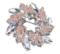 ARTIBETTER Broche Décorative en Strass pour Femme, Épingle Élégante en Cristal Couleur Rose Doré, Accessoire Mariage et Cérémonie, Bijou Fin pour Robe de Mariée et Tenue de Soirée