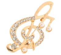 ARTIBETTER Broche en Perle Dorée de Note de Musique, Épinglette pour Vêtements Femme, Broche à Pull et Manteau, Accessoire Mode Élégant Tenue Quotidienne et Occasions Spéciales
