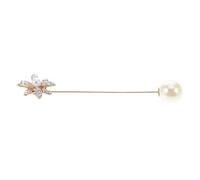 ARTIBETTER Broche Fleur en Alliage Doré Strass et Perles Artificielles, Épinglette Élégante pour Femme, Accessoire Polyvalent pour Costume, Mariage et Tenue Formelle