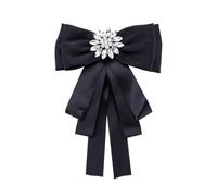 ARTIBETTER Broche Nœud Noir Strass, Épingle Décorative pour Chemise Femme, Accessoire Mode Élégant pour Soirée, Cocktail et Présent, 1 Pièce