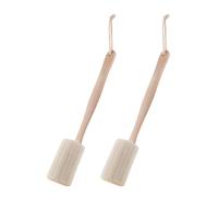 Artibetter Brosse de Exfoliante Dos Manche Long en Bois, 2 Pcs, Brosse à Dos en Loofah pour Bain, Outil pour Exfoliation et Massage