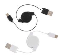 Artibetter Câble USB Type-c Rétractable 80cm pour Téléphone Portable, Lot de 2 Câble de Recharge Flexible Compatible, Noir et Blanc, Charge Rapide pour Usage Mobile