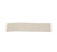 ARTIBETTER Chemin de Table Tissé la Main en Coton et Lin Beige avec Glands, Style Ferme Rustique, Forme Rectangulaire, Décoration pour Banquet et Table Cuisine