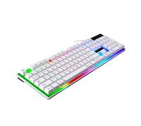 Artibetter Clavier USB Lumineux Mécanique Rétroéclairé Blanc Clavier D’Ordinateur Compact Prise Filaire Adapté Bureau Et Voyage Tablette Et Smartphone