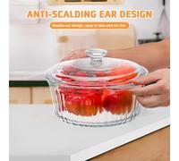 ARTIBETTER Cocotte Ronde en Verre Borosilicate 24L avec Couvercle Transparent Plat à Four Profond pour Mijoter Cuisson Homogène Ustensile Cuisine Polyvalent