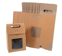 Artibetter coffret en papier kraft réutilisable clair pour l'emballage sacs doux cookie sacs de boulangerie boîtes d'emballage à couvercle transparent Brown