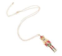Artibetter Collier Casse-noisette Festif Féminin Rouge Unique Alliage Pendentif Zirconium Émaillé Pour Fête Noël Quotidien Présent Hiver