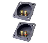 Artibetter Connecteur de Borne de Haut-Parleur à Vis 2 Voies en Abs Noir, Boîte de Dérivation 80x80mm Facile à Installer, Lot de 2 pour Enceintes DIY