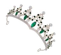 ARTIBETTER Couronne de Mariée en Strass Doré-vert, Diadème Élégant pour Mariage et Séance Photo, Accessoire Coiffure Femme, Couronne Concours de Beauté, Bandeau Cosplay et Fête