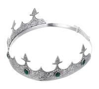Artibetter Couronne de Roi Ajustable en Métal Ancien Argenté et Vert Bandeau Royal Médiéval avec Strass Accessoire Cosplay Prince Homme pour Anniversaire Fête Noël et Chevalier