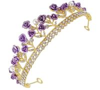 Artibetter Couronne Pourpre en Alliage de Zinc et Strass, Accessoire Cheveux Scintillant pour Filles et Femmes, pour Bal de Fin D'année ou Soirée de Gala